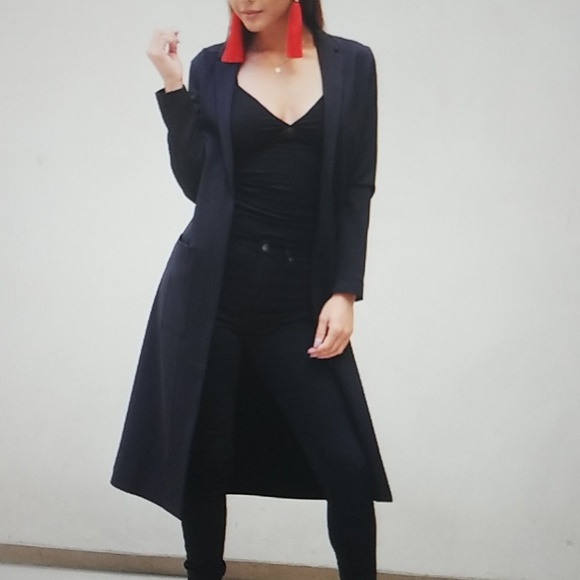 Black Long Coat  Blazer - Picture 2 of 8